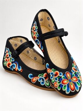 Chinese Style Women Embroidery Mary Jane Sandals Comfy Casual Walking Shoes sz 7